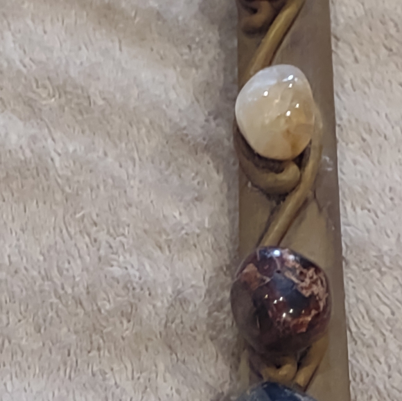 Chakra wand vintage handmade crystal points mult healing stone 16" long - Picture 10 of 10